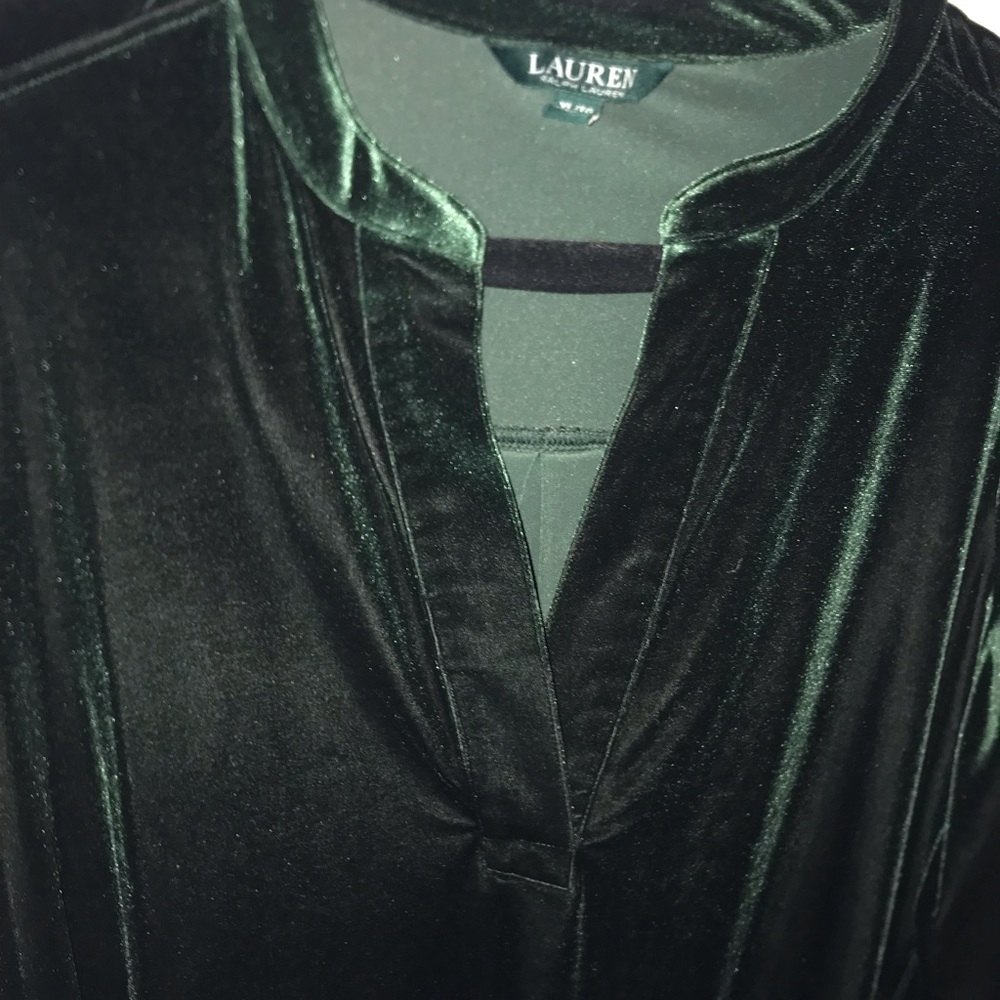 Lauren Ralph Lauren open front dark green dress top